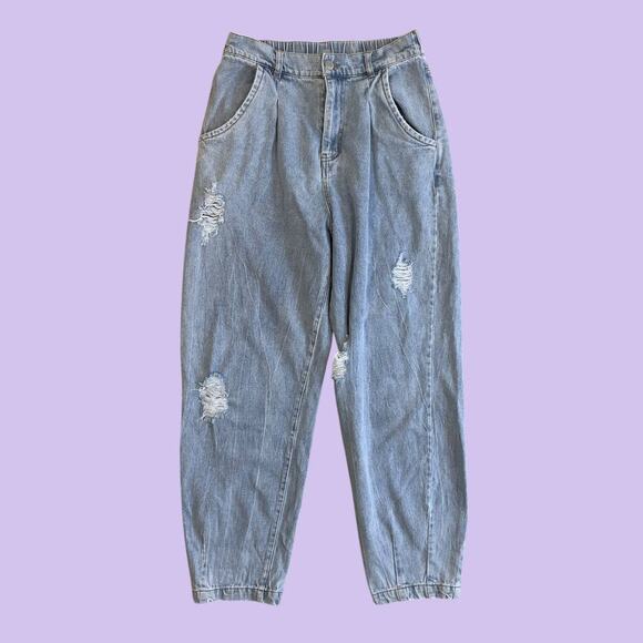 Aaron & Amber distressed high waisted tapered slouchy balloon mom jean small 27" - Picture 3 of 6